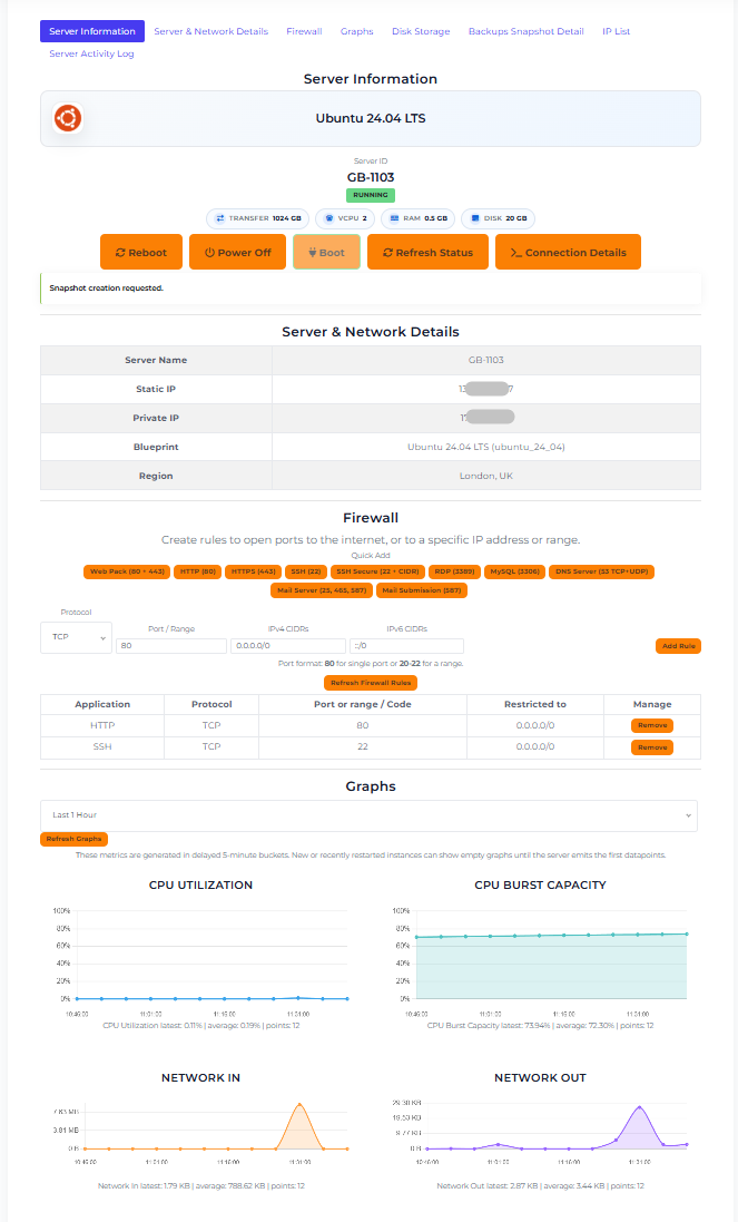 Client Area Screenshot